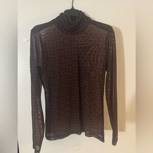 White House Black Market Brown Patterned Long Sleeve Top